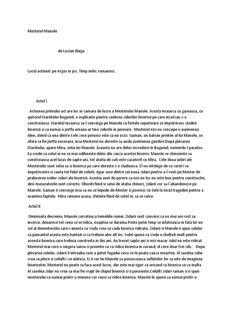 Rezumat Mesterul Manole