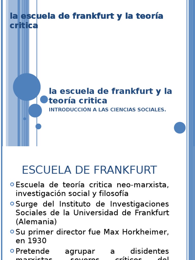 Teoria critica de la escuela de frankfurt resumen_teorias