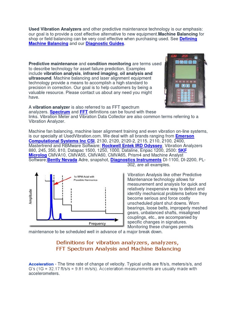 Used Vibration Analyzers for Maintenance | PDF | Frequency | Bearing ...