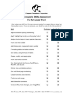 Word Advanced Skills Checklist