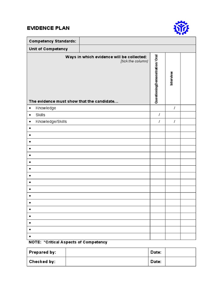 Evidence Collection Plan for Competency Standards | PDF