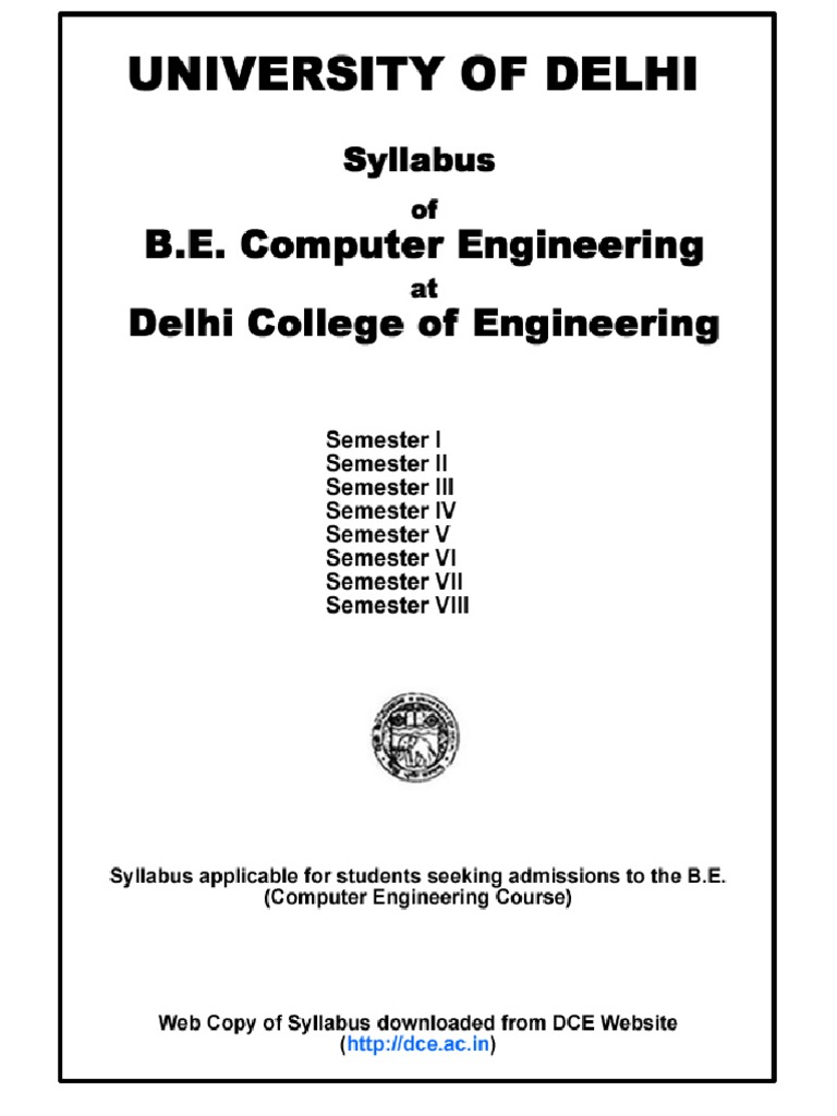Delhi College of Engineering Computer Engineering Syllabus | PDF | Business