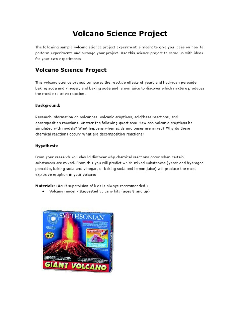 Explosive Volcano Science Experiment | PDF