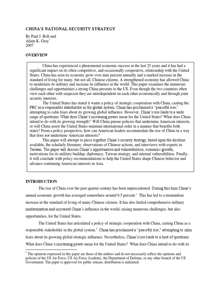 Chinas National Security Strategy | PDF | Taiwan | China