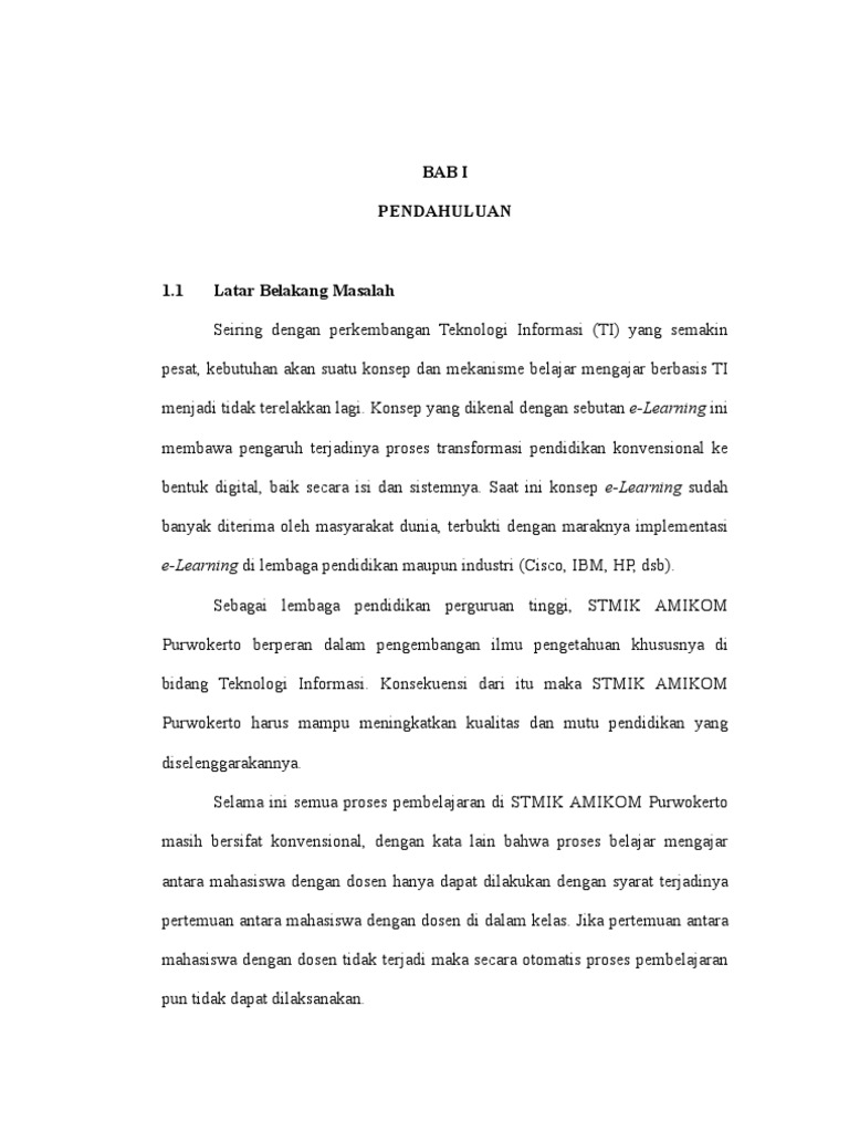 Proposal Skripsi Penerapan E Learning Stmik Amikom Purwokerto