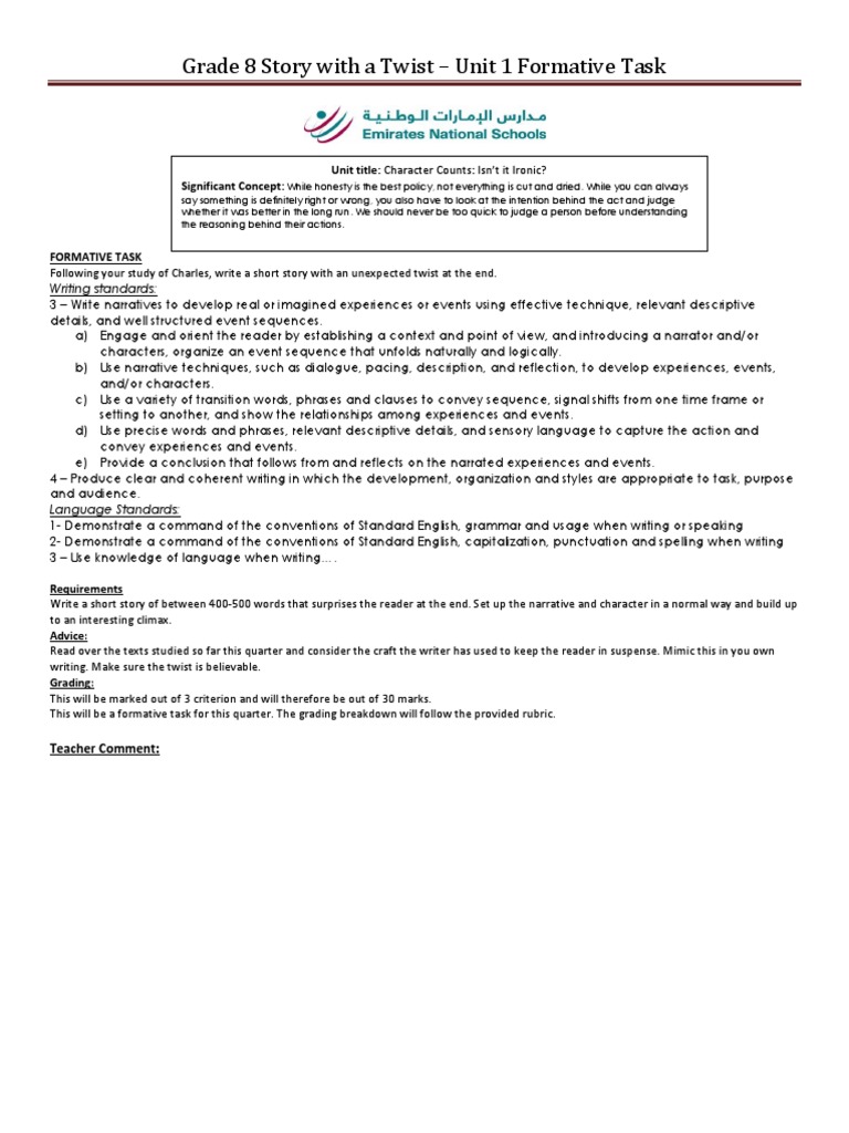 8 1 1 Creative Writing - Story With A Twist Rubric 2013-2014 | PDF ...