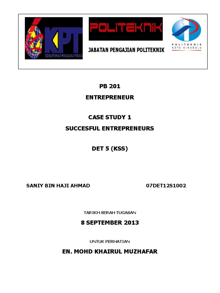 Case Study 1 Entrepreneur Pb 201 Economies Business