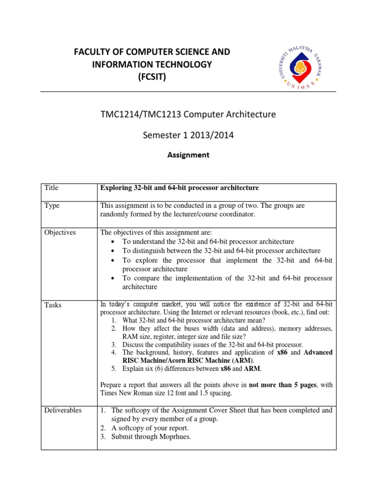 computer architecture assignment topics