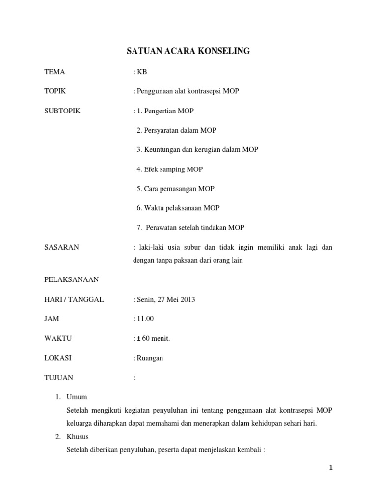 Panduan Kontrasepsi MOP untuk Pria | PDF