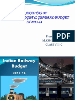 Analysis of Railway Budget & General Budget IN 2013-14: Presented by M.Kshemendra Class Viii-C