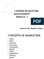 Understanding Marketing Management Module - 1: Instructor: Ms. Deepali A Chopra