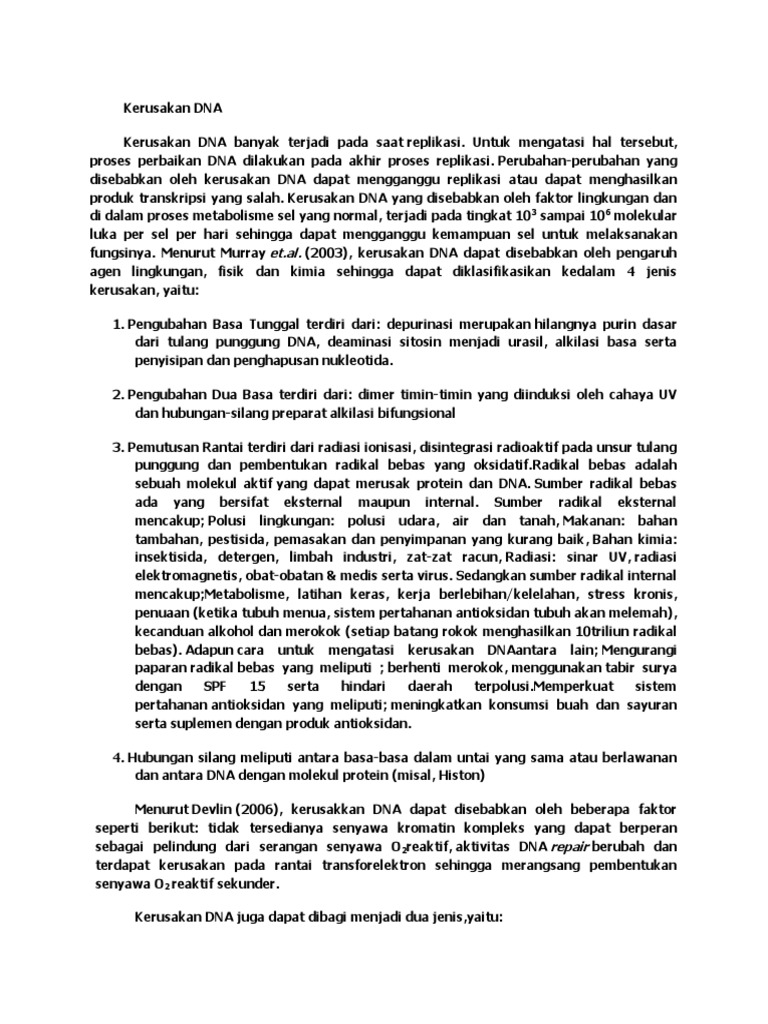 Kerusakan DNA Kerusakan DNA