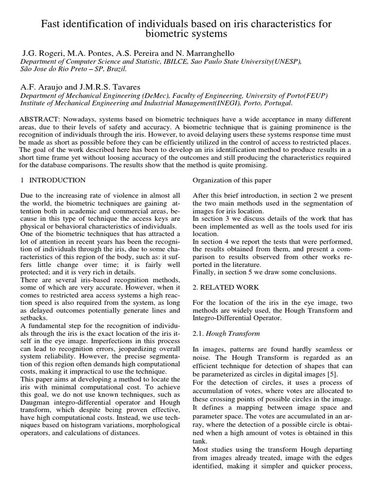 Fast Identification of Individuals Based On Iris Characteristics For ...