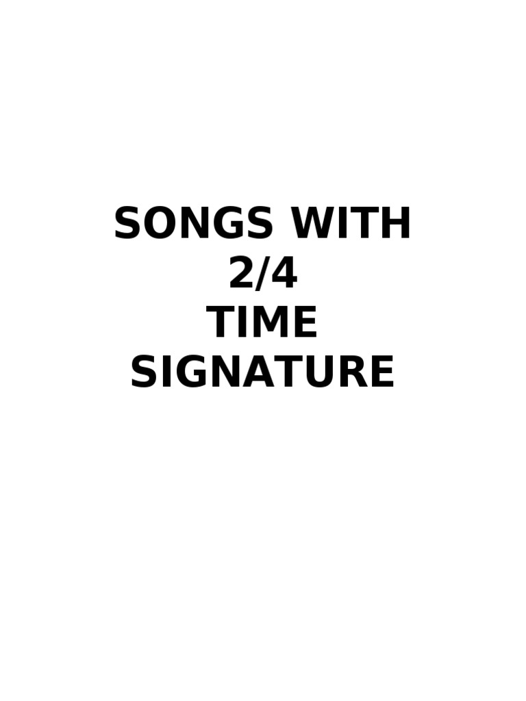 Songs With 2/4 Time Signature | PDF