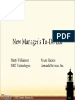 New Manager'S To-Do List: Marty Williamson Joann Hackos Imci Technologies Comtech Services, Inc