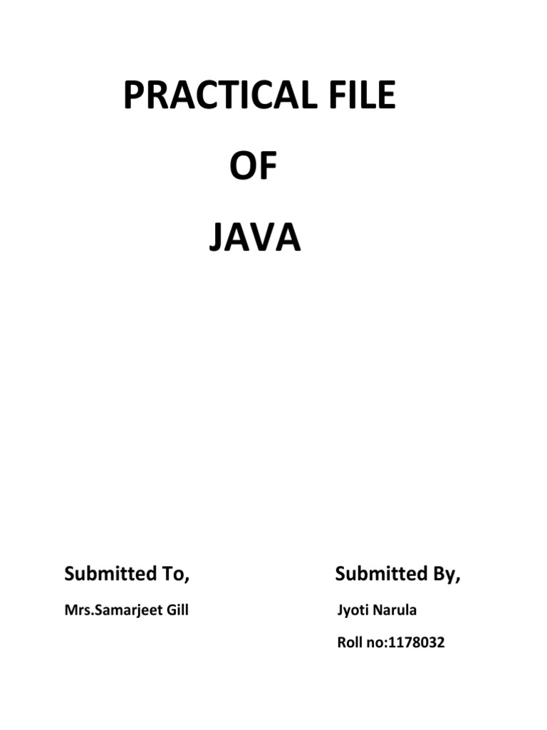 Practical File OF Java: Submitted To, Submitted By | PDF