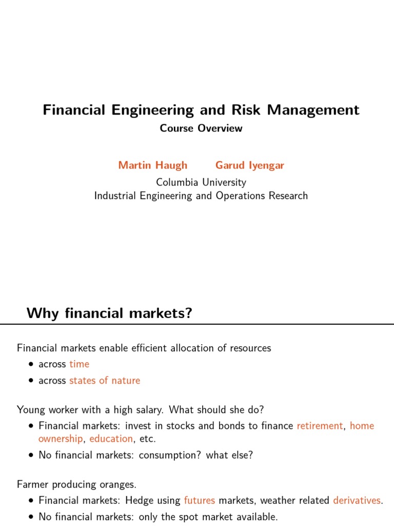 Financial Engineering Course Overview | PDF | Finance & Money ...