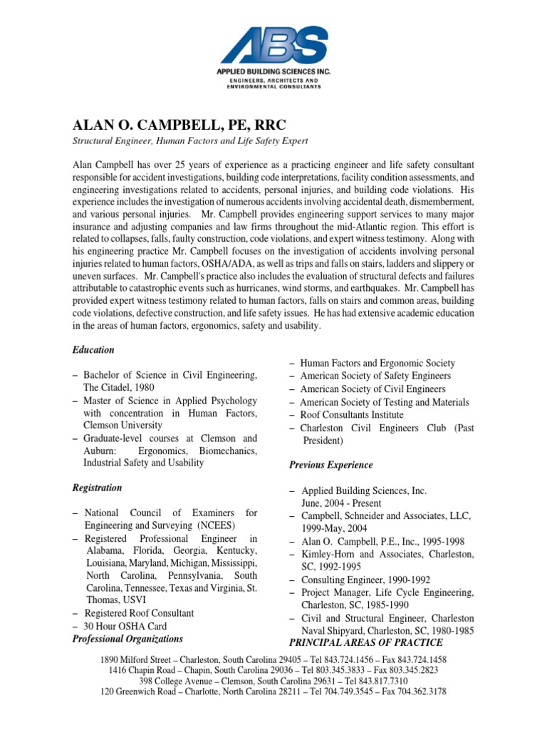 Abs Alan Campbell Structural Eng And Life Safety Cv Human Factors And Ergonomics Engineer