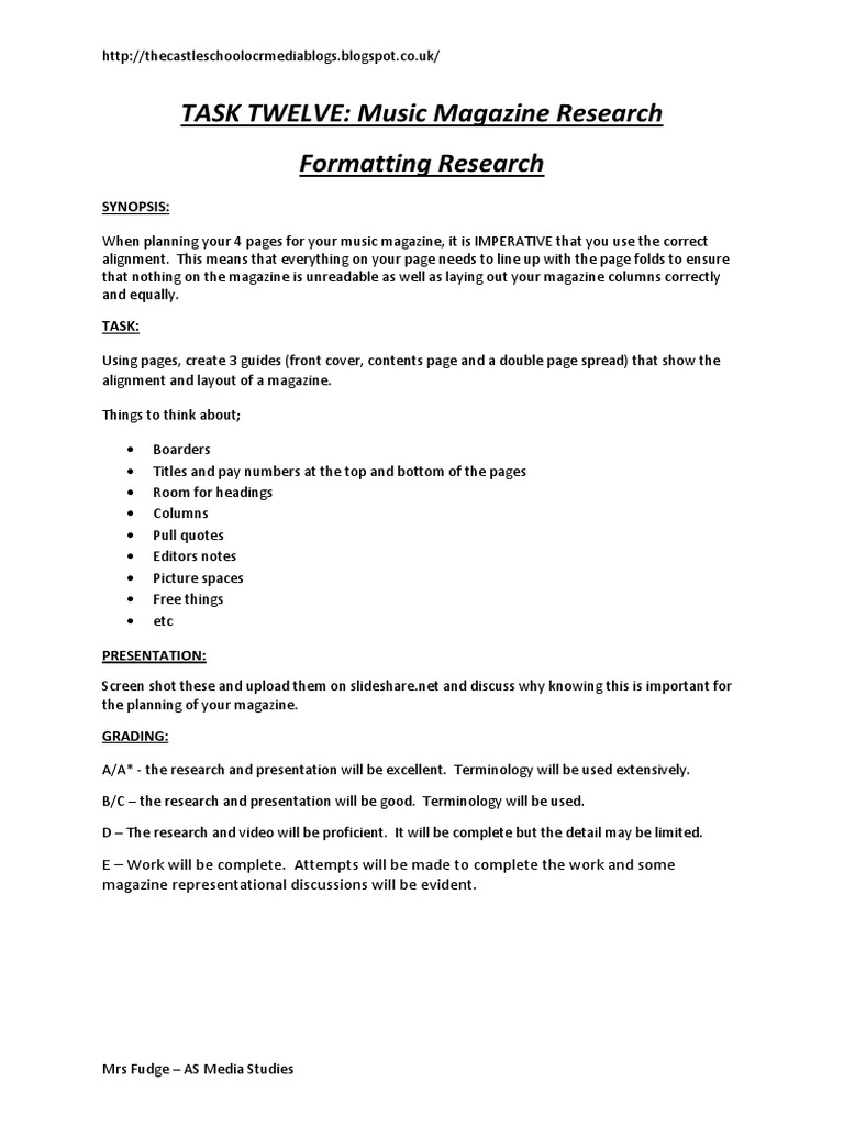 TASK 12 - Formatting Research | PDF