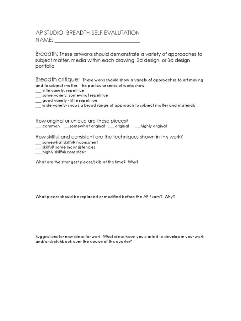 AP Studio Art Breadth Evaluation Guide | PDF