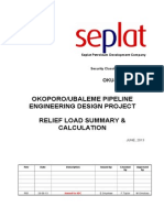 Okoporo/Ubaleme Pipeline Engineering Design Project Relief Load Summary & Calculation