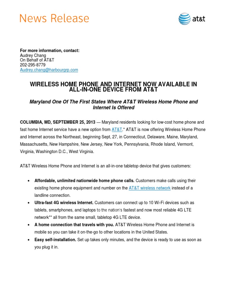 AT&T Wireless Home Phone & Internet Launch | PDF | Business ...