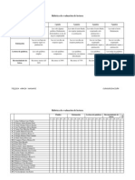 Rúbrica de evaluación de lectura