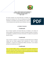 Acuerdo Consejo Legislativo de Miranda Para Interponer Ante La Sala Constitucional Del Tsj