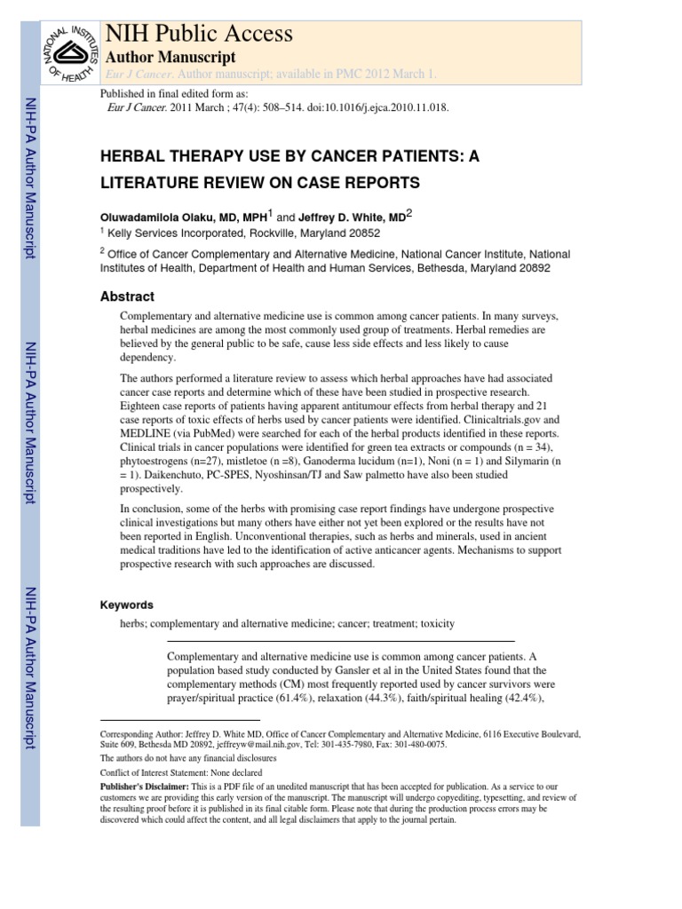 Herbal Therapy in Cancer | PDF | Alternative Medicine | Herbalism