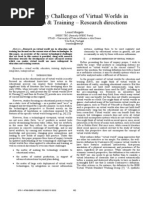 Technology Challenges of Virtual Worlds in Education & Training – Research directions