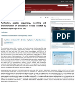 Purification, Peptide Sequencing, Modelling and Characterisation of Extracellular Laccase Secreted by Pleurotus Sajorcaju MTCC 141