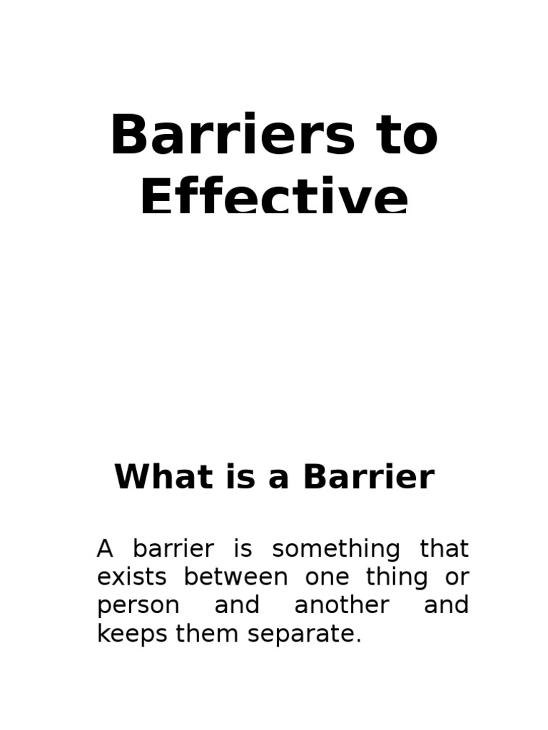 Barriers To Effective Communication PDF