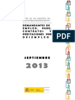 Demandantes de Empelo, Paro, Contratos y Prestaciones por Desempleo. Septiembre 2013 (sepe).pdf