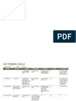 Calendar of Up-Coming Activities For OCT-DEC 2013
