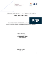 ADMISIÓN TEMP. PARA REEXPORT, EN EL MISMO ESTADO - TRIBUTACIÓN.