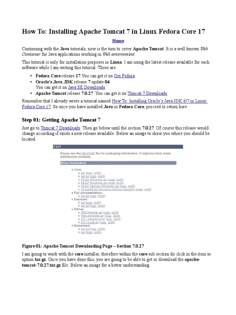 Install Apache Tomcat 7 on Fedora 17 | PDF | Apache Http Server ...