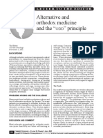 Alternative and Orthodox Medicine and The " " Principle: Letter To The Editor