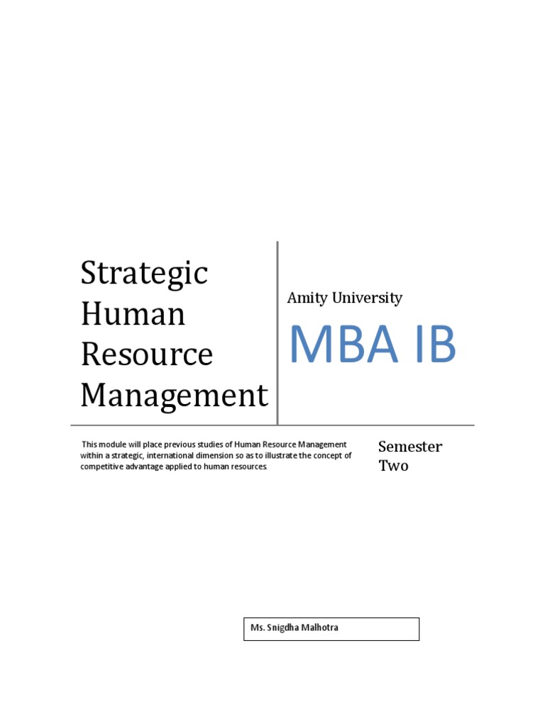 Strategic Human Resource Management | PDF