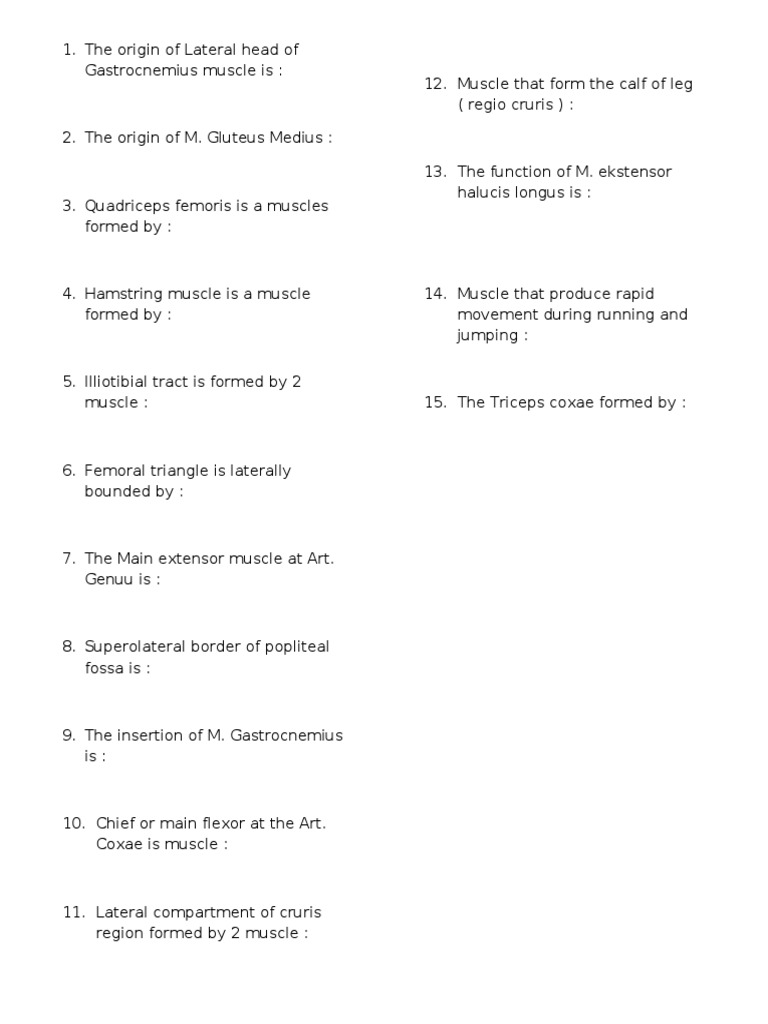 Soal Latihan Tentamen Anatomi