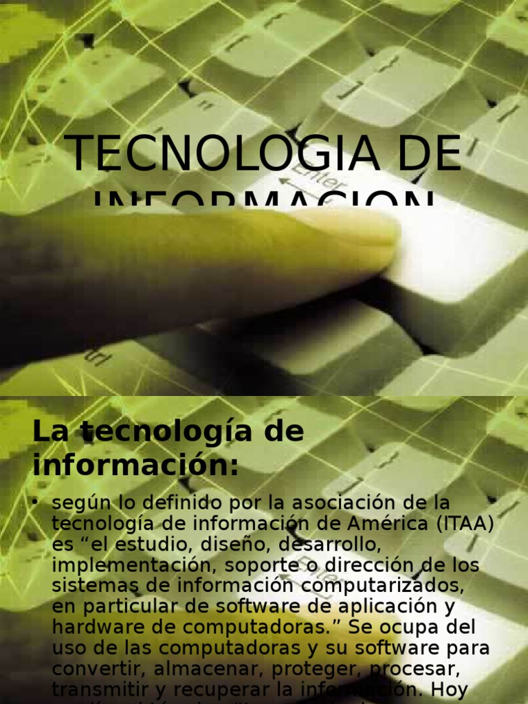 Tecnologia de Informacion | PDF | Tecnologías de la información ...
