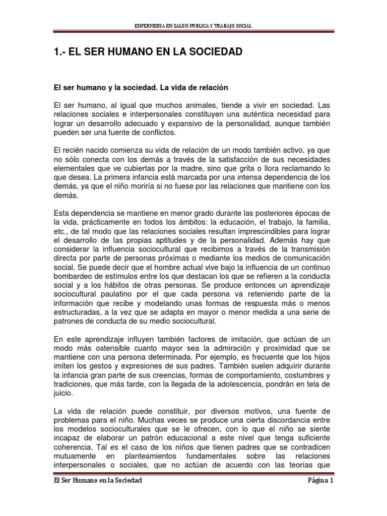El Ser Humano en La Sociedad | PDF | Sociedad | Homo Sapiens
