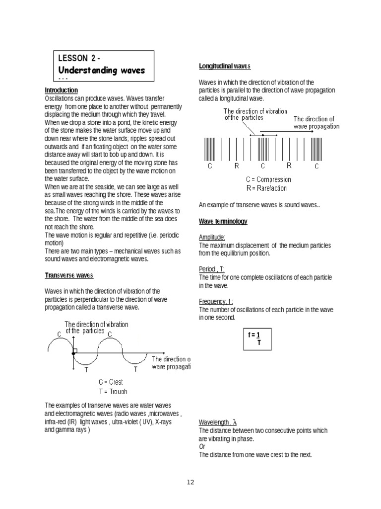 Lesson 6.2 Physics F5 | PDF | Wavelength | Waves