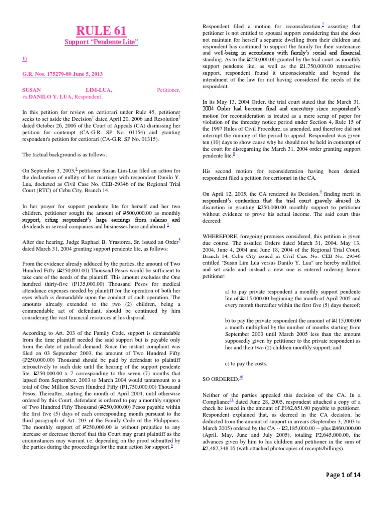 Pendente Lite Support Case Overview | PDF | Evidence (Law) | Marriage