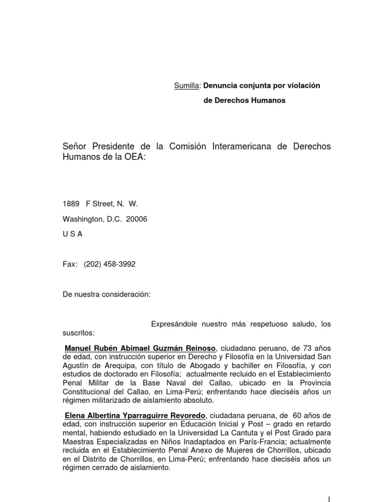 Denuncia de Derechos Humanos ante la CIDH | PDF | Comunismo | Crimen ...