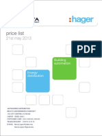 Hager India 2013 price list for distribution boards and building automation products