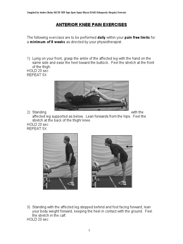 Anterior Knee Pain Exercise Guide | PDF | Foot | Knee
