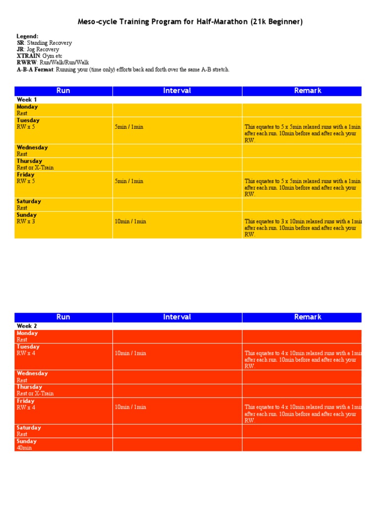 Beginner Half-Marathon Training Plan | PDF | Sports | Leisure