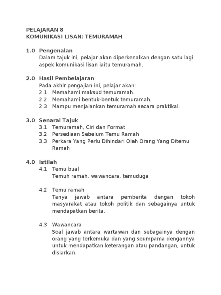 Bka Lesson 8 Temuramah Pdf