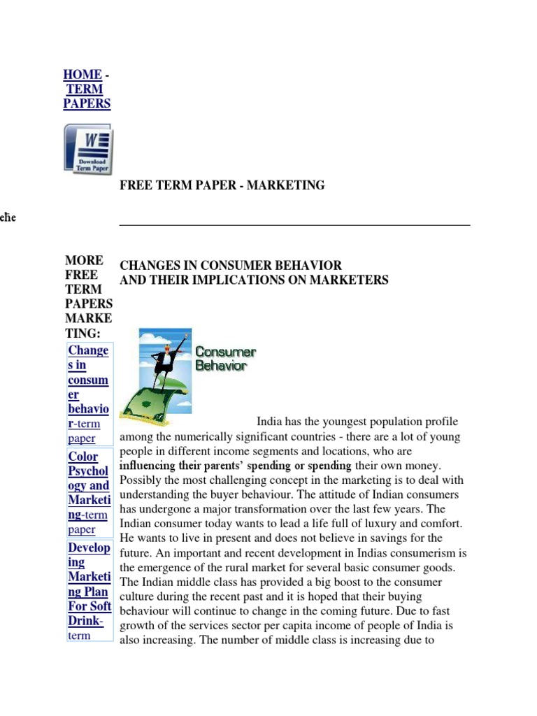 Home Term Papers: Paper | PDF | Consumer Behaviour | Consumerism