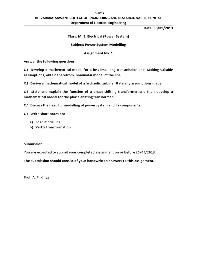 Date: 06/09/2013 Class: M. E. Electrical (Power System) Subject: Power ...